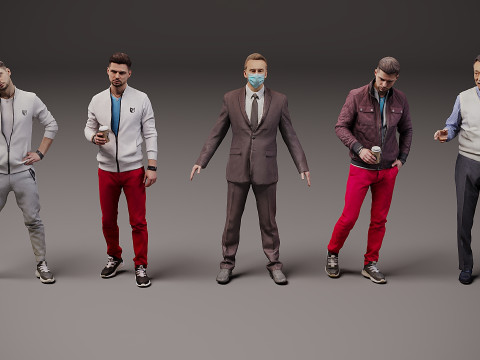 Nova cole&ccedil;&atilde;o de pessoas x 5 Modelo 3D