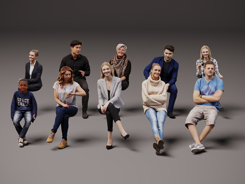 Nuove persone sedute x 10 Modello 3D