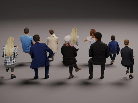 New sitting people x 10 3D Model