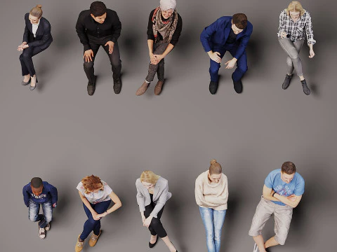 New sitting people x 10 3D Model
