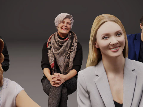 New sitting people x 10 3D Model