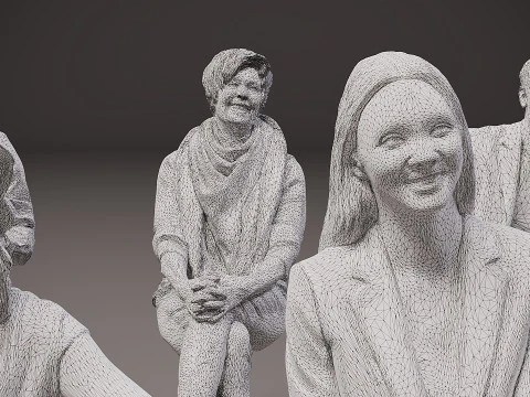 New sitting people x 10 3D Model
