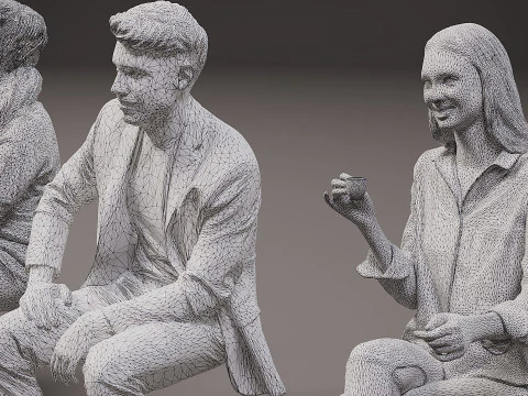 New sitting people x 10 3D Model
