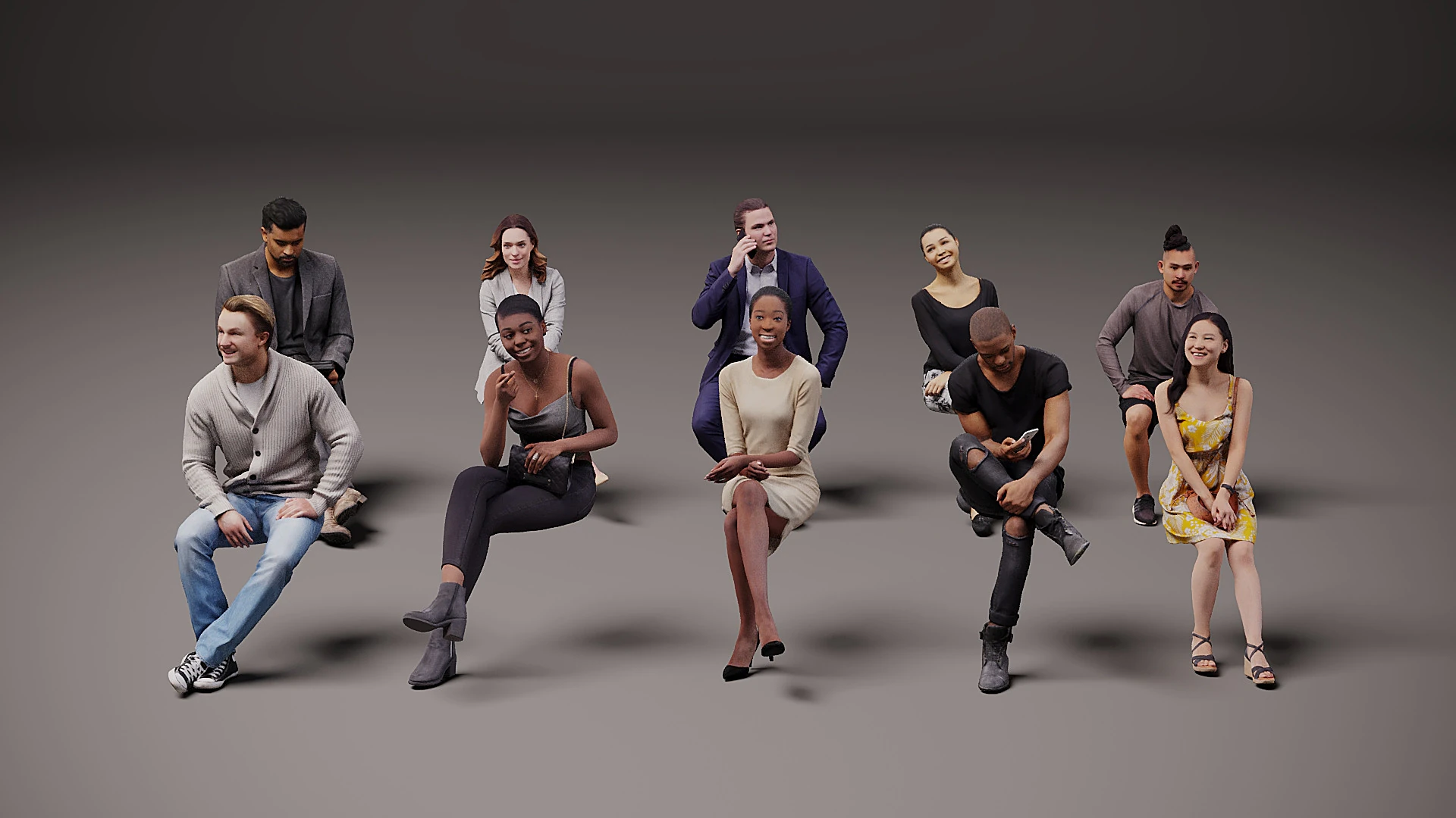 New sitting people x 10 00 3D Model .c4d .max .obj .3ds .fbx .stl .blend 