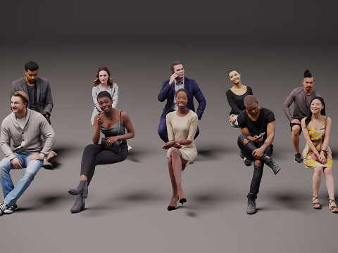 Nowi siedzący ludzie x 10 00 Model 3D