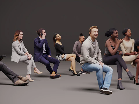 New sitting people x 10 00 3D Model