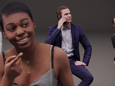 New sitting people x 10 00 3D Model