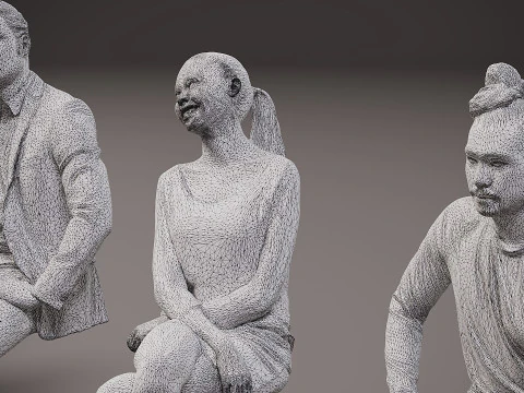 New sitting people x 10 00 3D Model