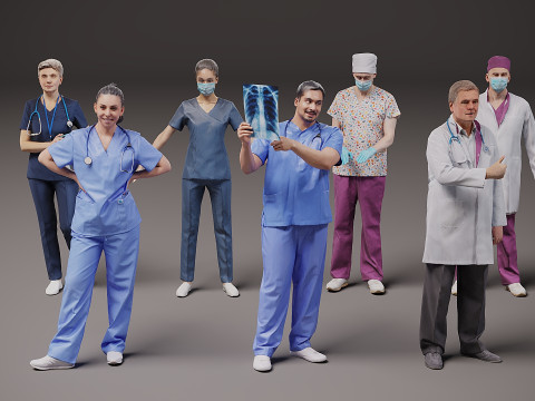 Trabajadores de la salud x 7 Modelo 3D