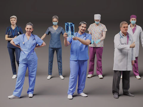 Profissionais de sa&uacute;de x 7 Modelo 3D