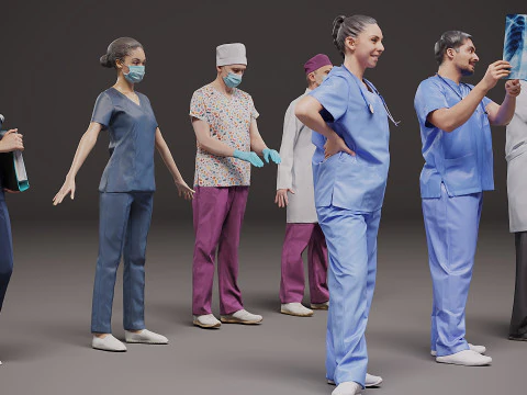 Profissionais de sa&uacute;de x 7 Modelo 3D