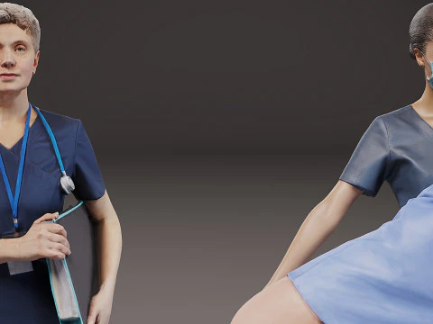 Profissionais de sa&uacute;de x 7 Modelo 3D