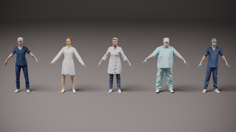 医护人员 x 5 00 3D 模型 .c4d .max .obj .3ds .fbx .stl .blend