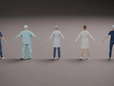 Healthcare workers x 5 00 3D Model