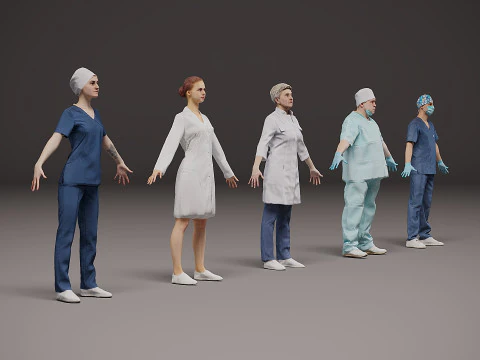 Healthcare workers x 5 00 3D Model