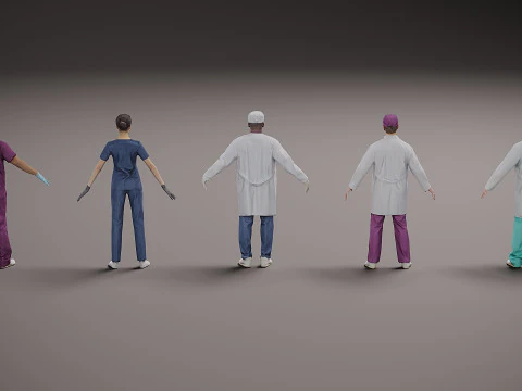 Healthcare workers x 5 03 3D Model