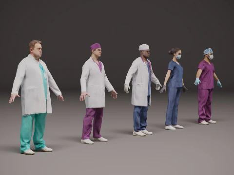 Healthcare workers x 5 03 3D Model
