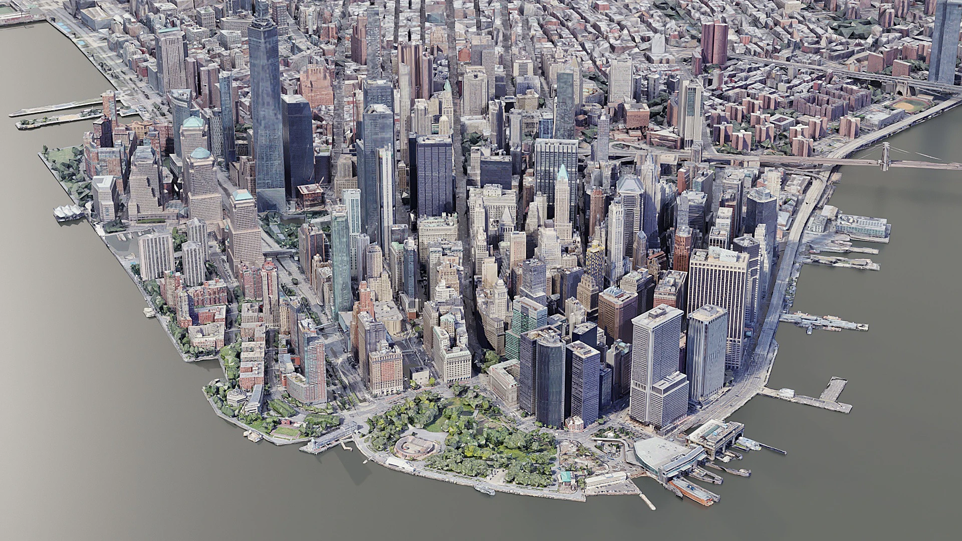 NewYork City Manhattan Low Poly 3D Model .c4d .max .obj .3ds .fbx .stl .blend 