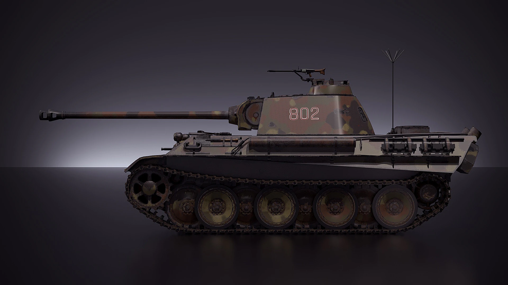 PZV Panther Tank 3D Model .c4d .max .obj .3ds .fbx .stl .blend