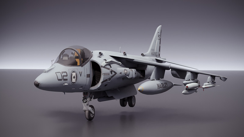 USMC AV-8B Super-Harrier II 3D Model .c4d .max .obj .3ds .fbx .stl .blend 
