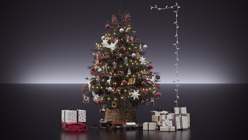 Xmas tree 3D Model .c4d .max .obj .3ds .fbx .stl .blend 