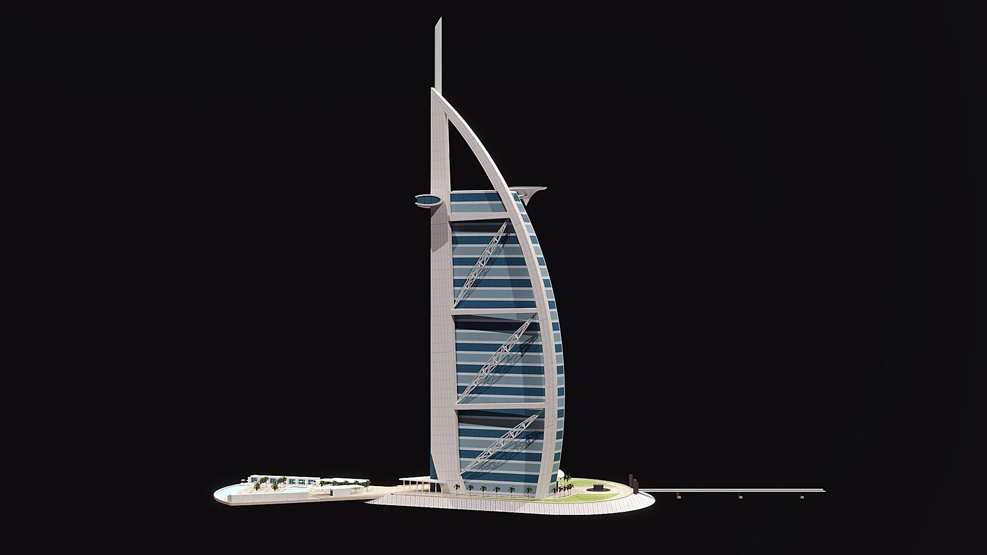 Burj Al Arab Dubai 3D Model .c4d .max .obj .3ds .fbx .stl .blend 