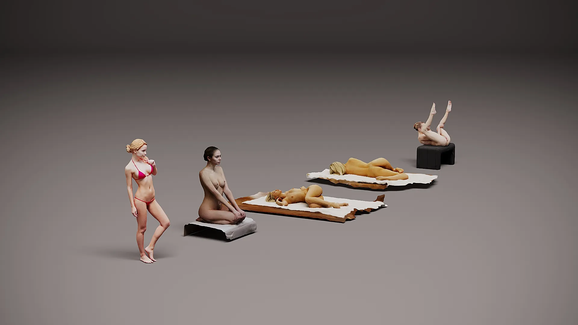 Female Models Bundle x 5 01 3D Model .c4d .max .obj .3ds .fbx .stl .blend