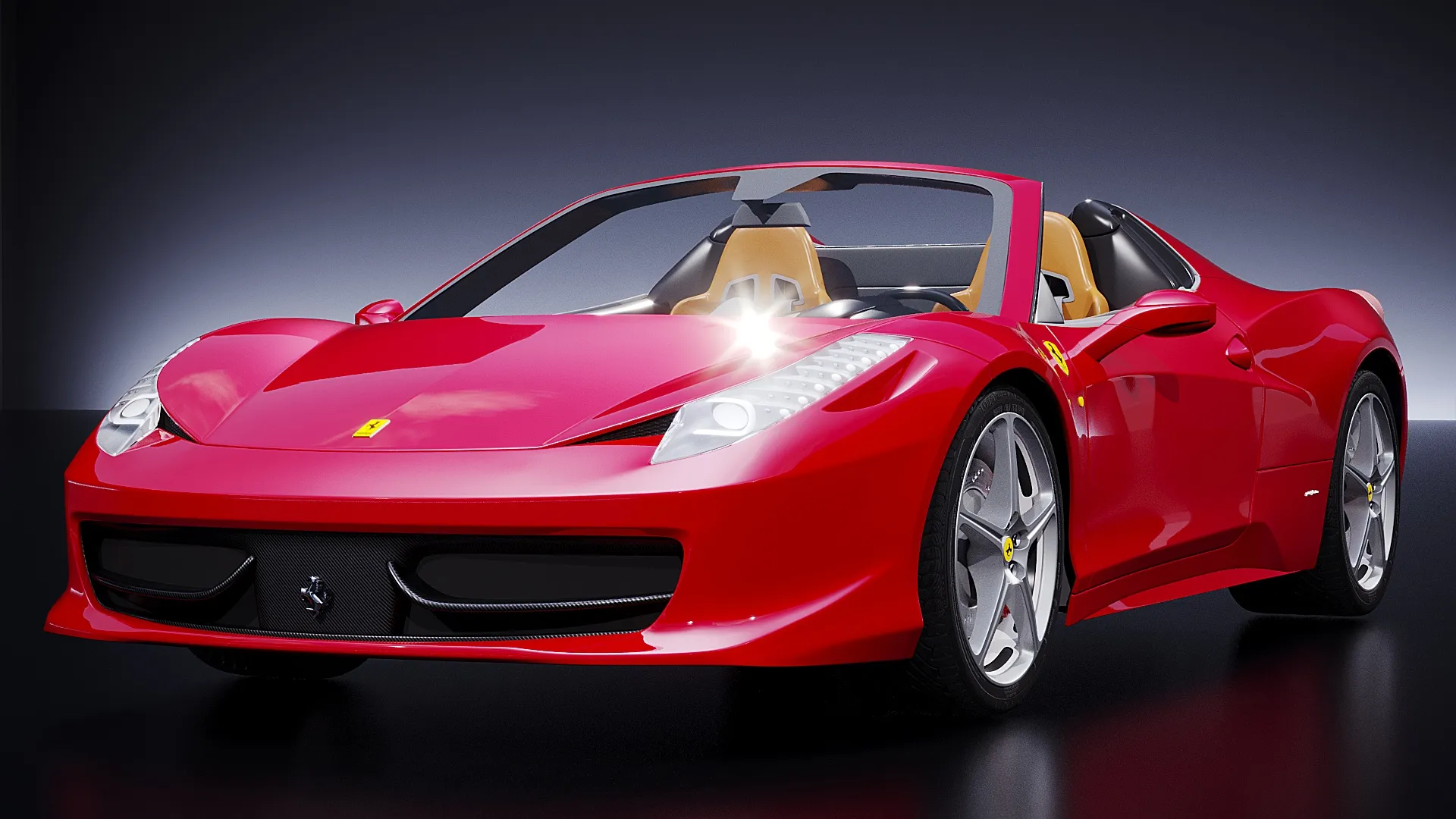 Ferrari 458 spider 2012 3D Model .c4d .max .obj .3ds .fbx .stl .blend 