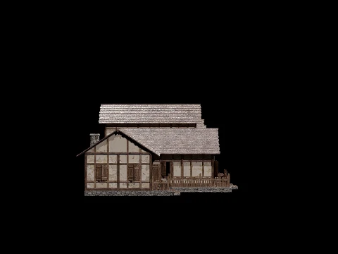 4 house options low pole 3D Model