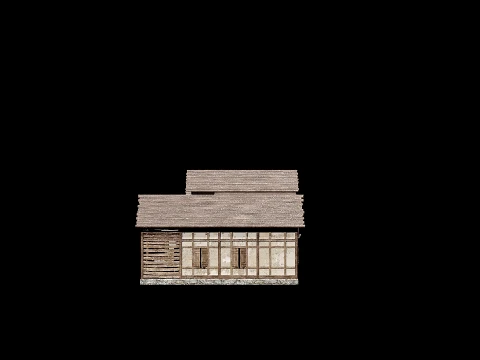 4 house options low pole 3D Model