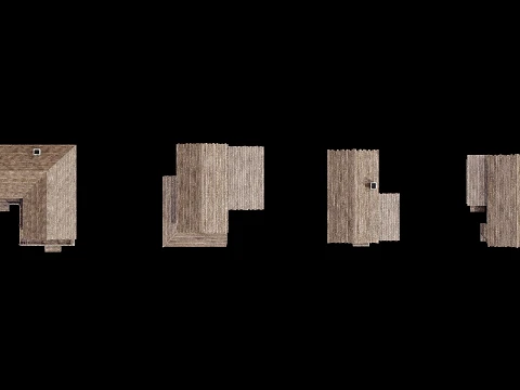 4 house options low pole 3D Model