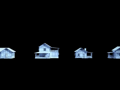 4 house options low pole 3D Model
