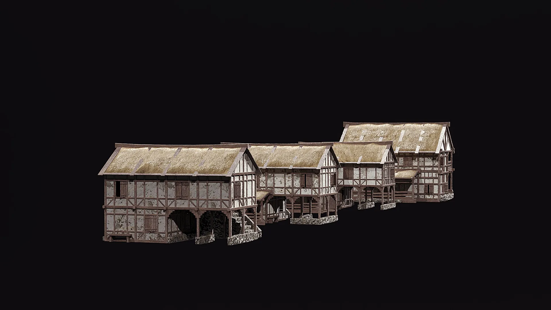 4 house options low pole 00 3D Model .c4d .max .obj .3ds .fbx .stl .blend