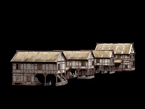 4 house options low pole 00 3D Model