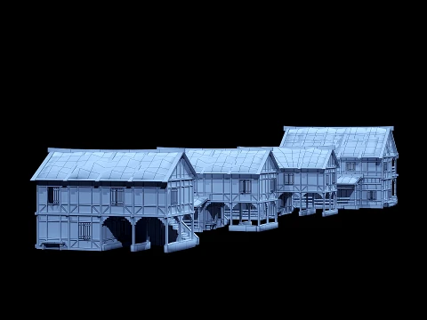 4 house options low pole 00 3D Model