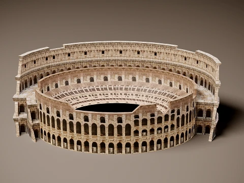 Roman Colosseum Ruins low poly 3D Model
