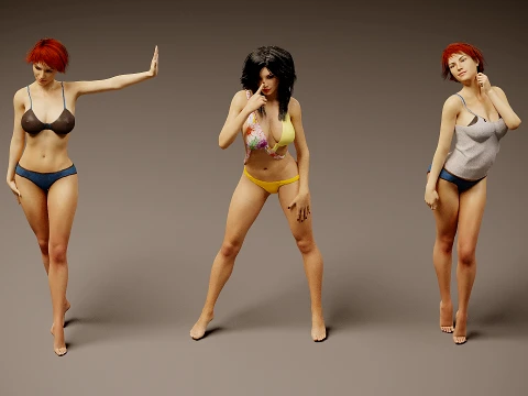 Girl bikini x 3 3D Model