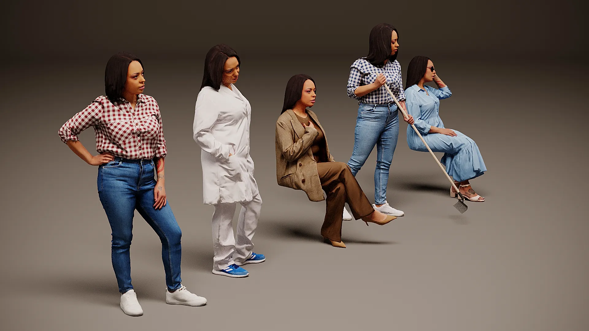 Models of people x 5 01 3D Model .c4d .max .obj .3ds .fbx .stl .blend 
