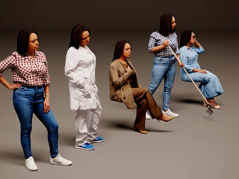 Models of people x 5 01 Modello 3D