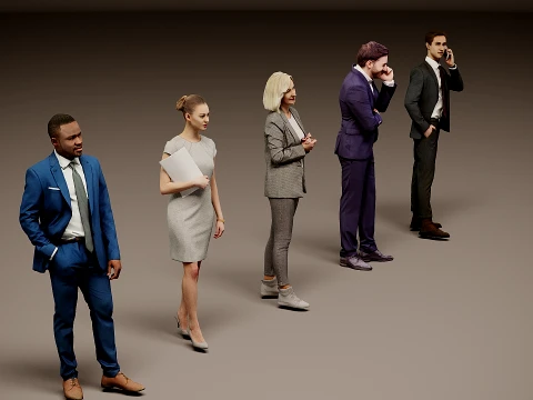 Models of people x 5 14 3D Model