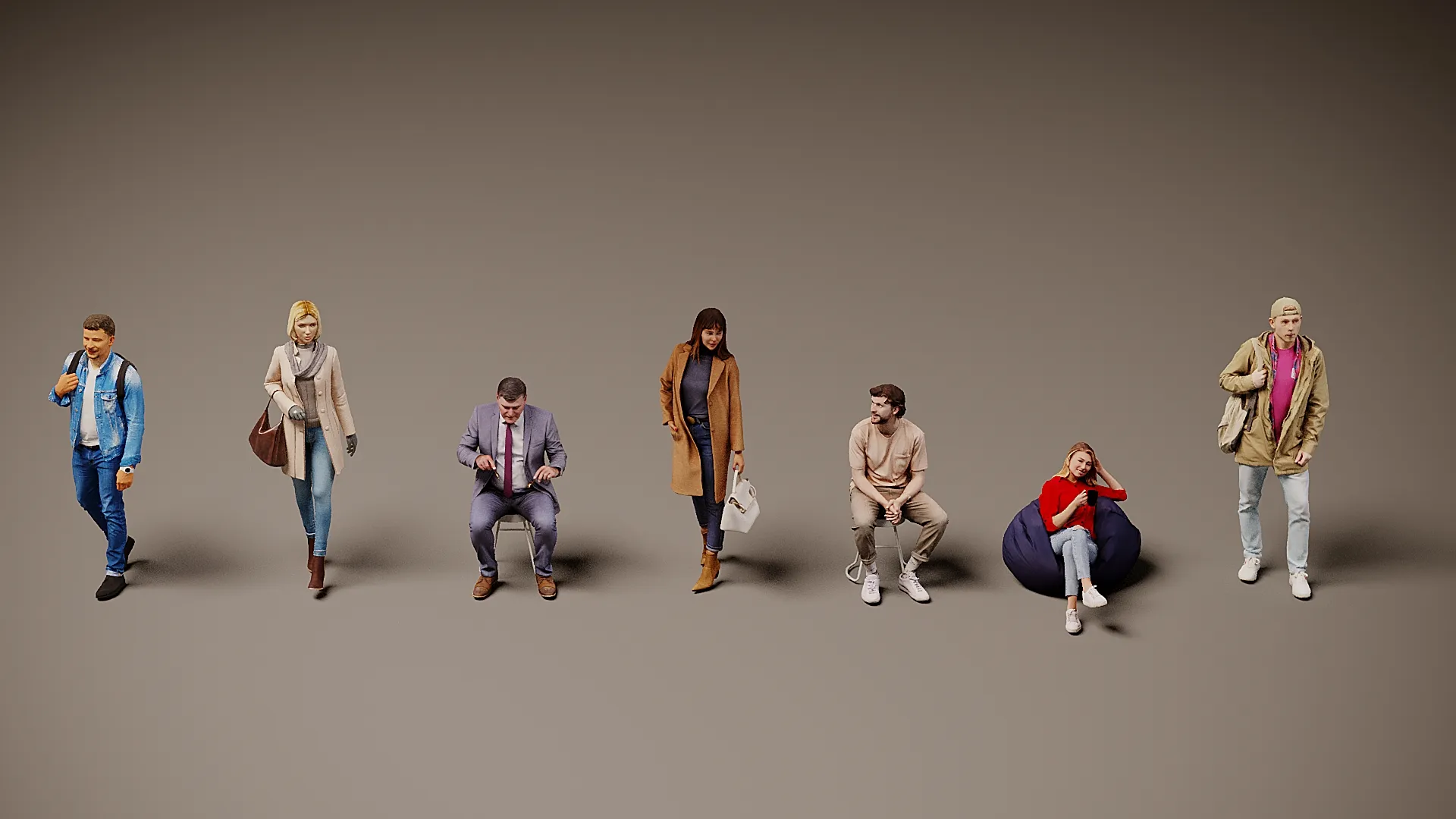 Models of people x 7 3D Model .c4d .max .obj .3ds .fbx .stl .blend