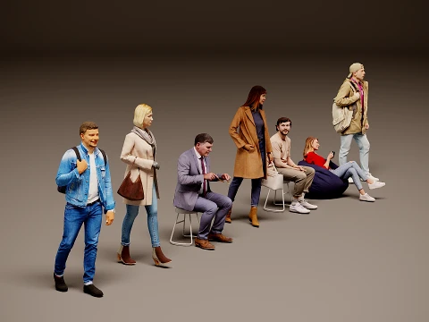 Models of people x 7 3D Model