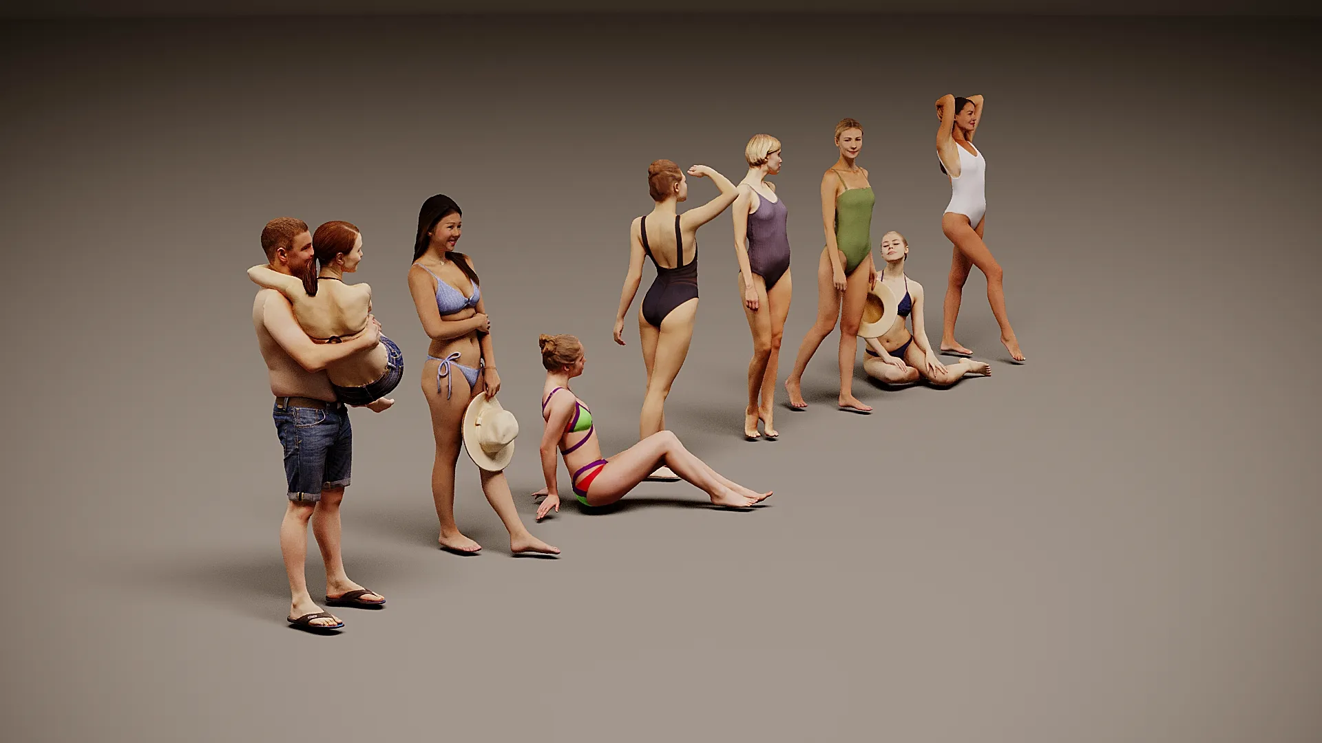 Models of people x 8 00 3D Model .c4d .max .obj .3ds .fbx .stl .blend