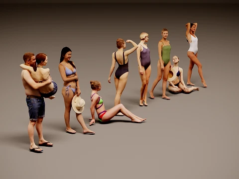 Models of people x 8 00 3D Model