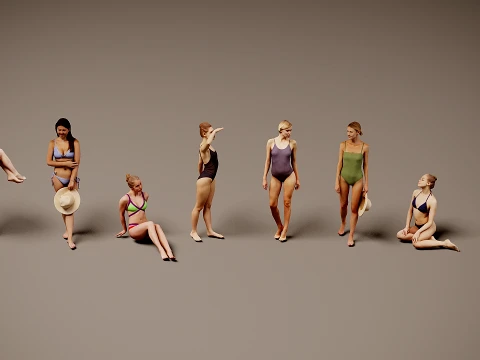 Models of people x 8 00 3D Model