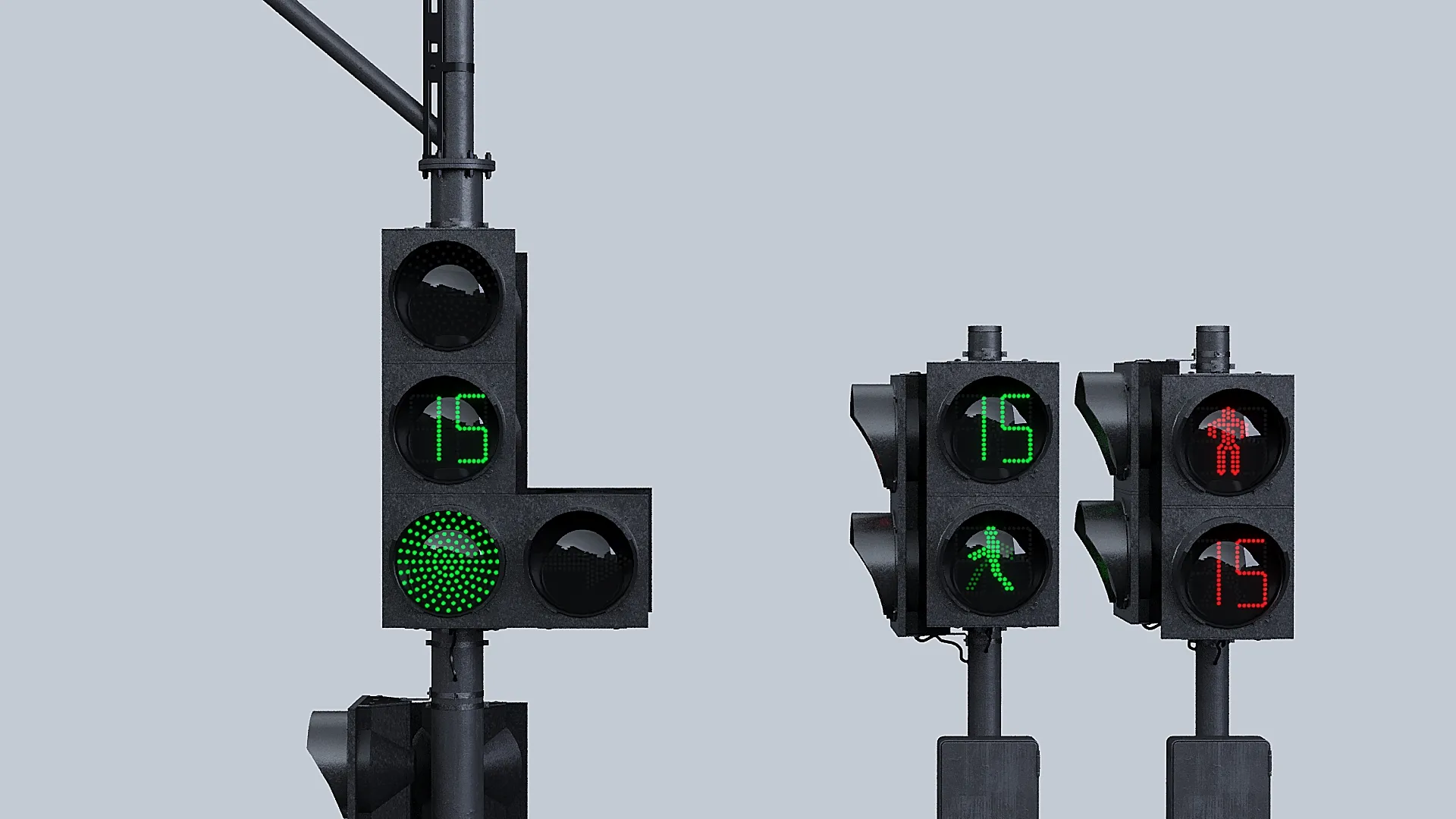 AVE Traffic Lights Animated 3D Model .c4d .max .obj .3ds .fbx .stl .blend 