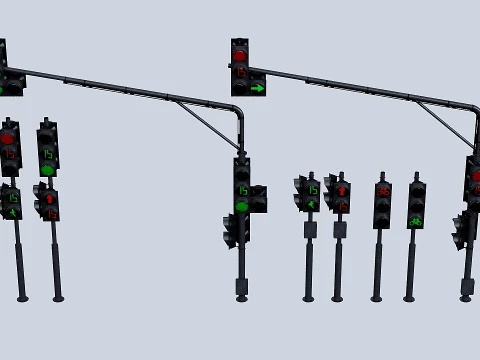 AVE Traffic Lights Animated 3D Model