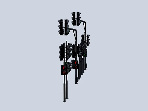 AVE Traffic Lights Animated 3D Model