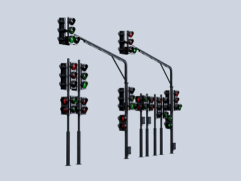 AVE Traffic Lights Animated 3D Model
