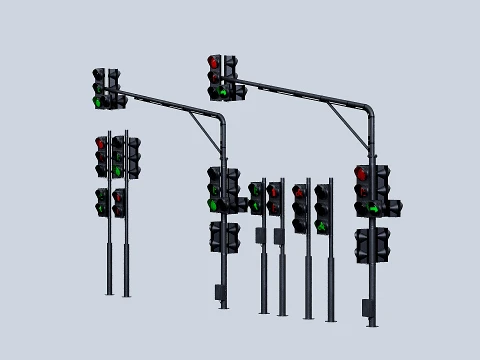 AVE Traffic Lights Animated 3D Model